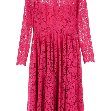 Dolce & Gabbana shocking pink floral lace midi dress