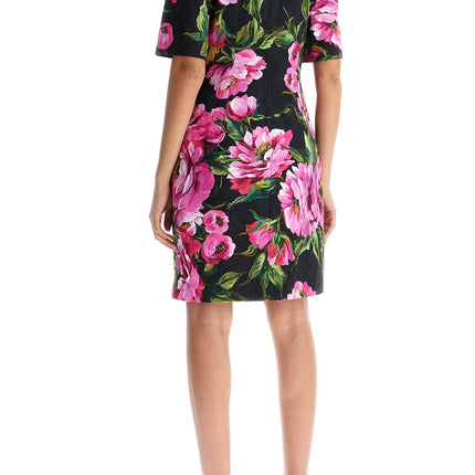 Dolce & Gabbana black floral cotton dress with peonies