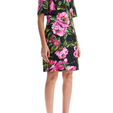 Dolce & Gabbana black floral cotton dress with peonies