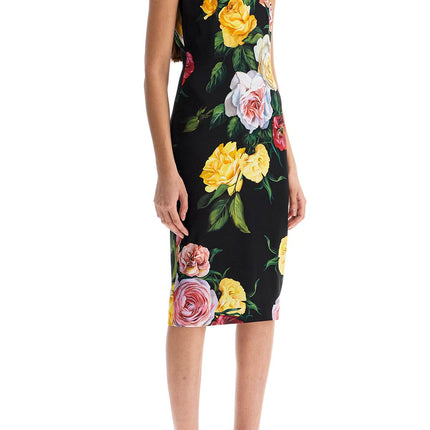 Dolce & Gabbana elegant black floral silk dress knee-length