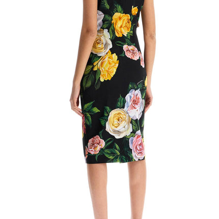 Dolce & Gabbana elegant black floral silk dress knee-length