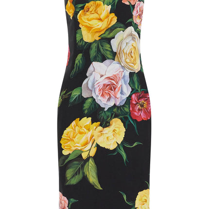 Dolce & Gabbana elegant black floral silk dress knee-length