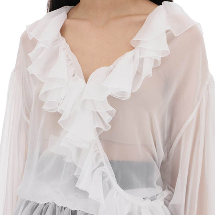 Dolce & Gabbana silk chiffon blouse with ruffles.