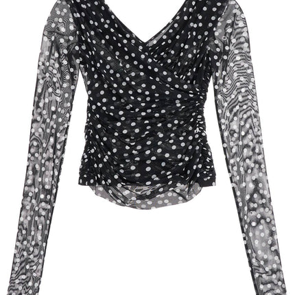 Dolce & Gabbana polka dot draped top with