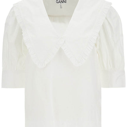 Ganni blouse with exaggerated collar and ruffle