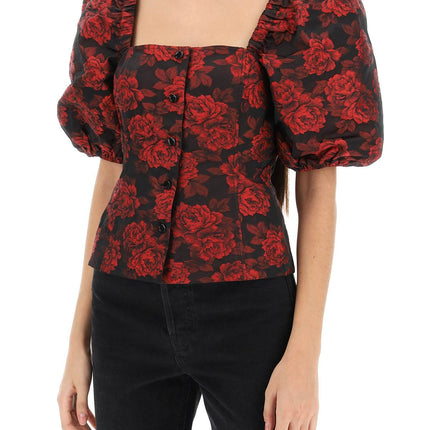 Ganni blouse in floral jacquard