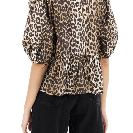 Ganni leopard print peplum blouse