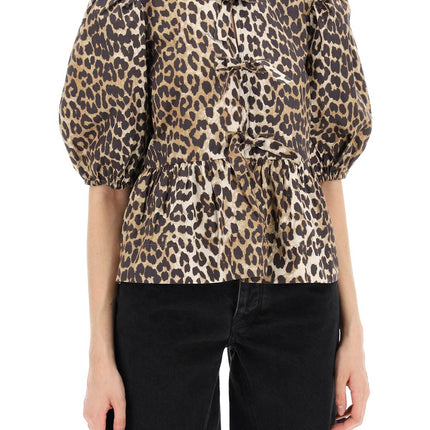 Ganni leopard print peplum blouse