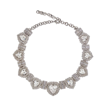 Alessandra Rich heart necklace in hypoallergenic silver crystal