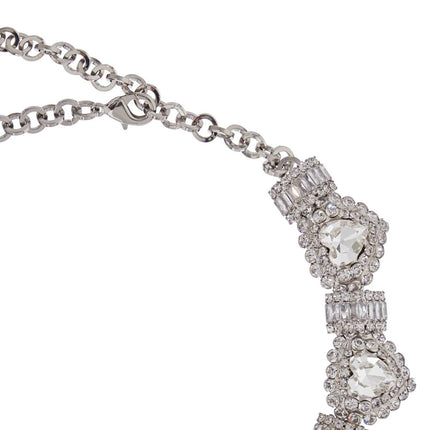 Alessandra Rich heart necklace in hypoallergenic silver crystal