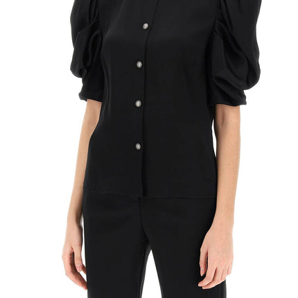 Alessandra Rich envers satin blouse with bouffant sleeves