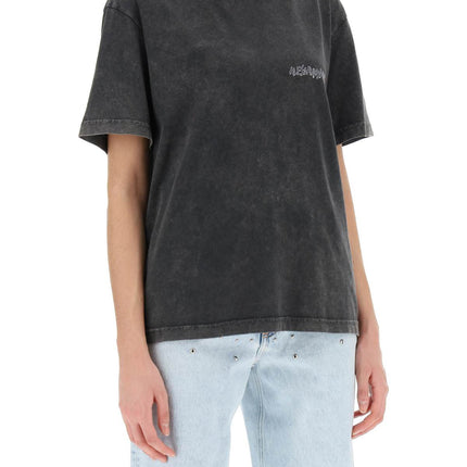 Alessandra Rich oversized t-shirt with print and rhinestones