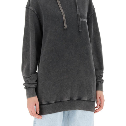 Alessandra Rich oversized hoodie with print and rhinestones