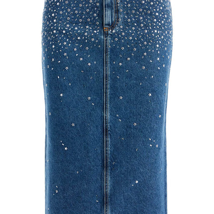 Alessandra Rich 'denim midi skirt with rhin