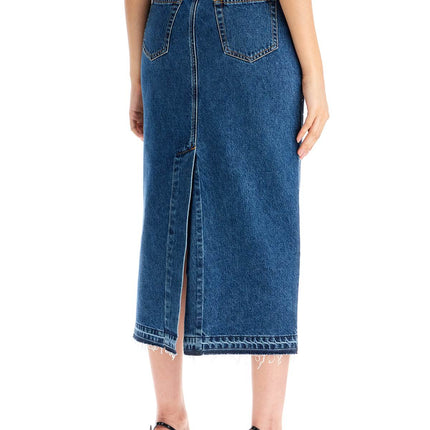 Alessandra Rich 'denim midi skirt with rhin