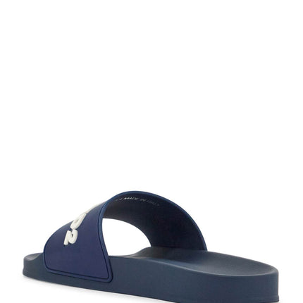 Dsquared2 navy blue polyurethane slippers with minimalist design and leather sole