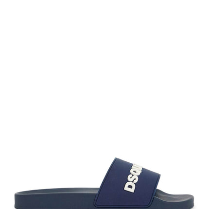 Dsquared2 navy blue polyurethane slippers with minimalist design and leather sole