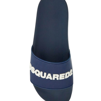 Dsquared2 navy blue polyurethane slippers with minimalist design and leather sole