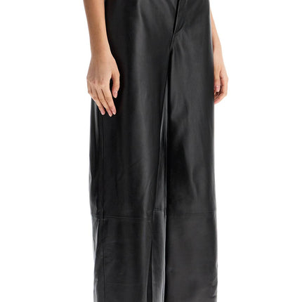 Loulou Studio high-waisted wide-leg black leather pants