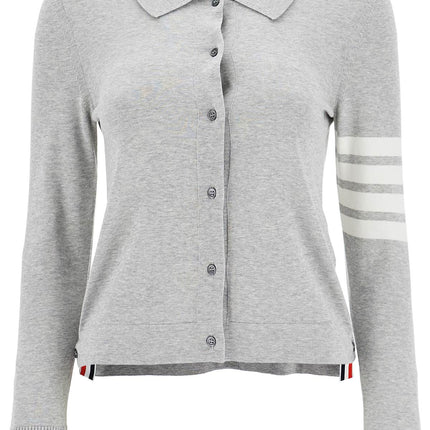 Thom Browne light grey cotton shirt with 4 stripes