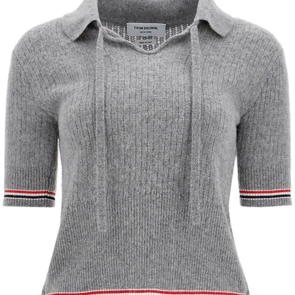 Thom Browne short-sleeved merino wool polo