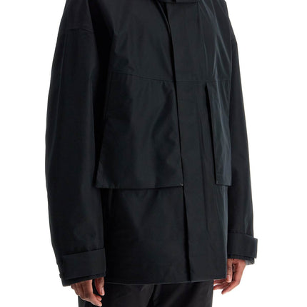 Herno Laminar short black waterproof jacket for men in polyester with hood