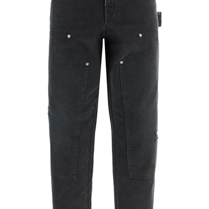 Golden Goose painter pants in black cotton destroyed effect journey