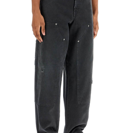 Golden Goose painter pants in black cotton destroyed effect journey