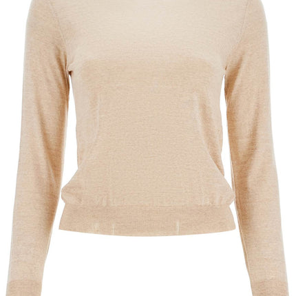 Golden Goose light beige merino wool women's crew neck sweater