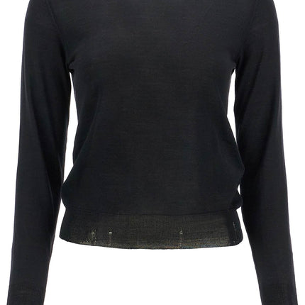 Golden Goose black merino wool sweater with golden applications for women