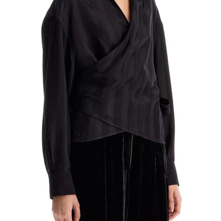 Golden Goose women's wrap shirt in night stripe viscose