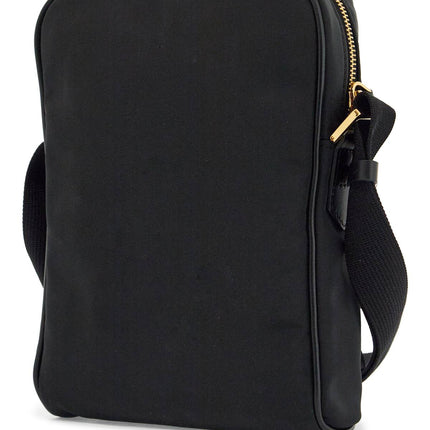 Tom Ford elegant black leather and polyester messenger bag with adjustable shoulder strap