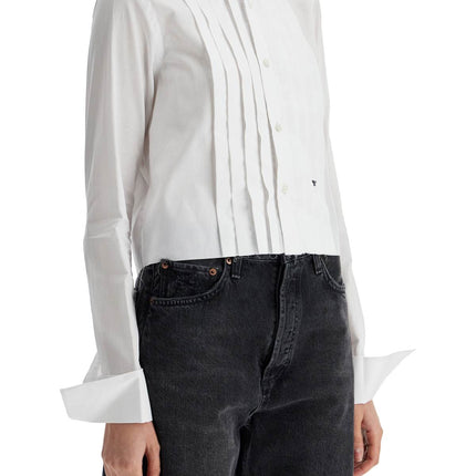 Homme Girls white cropped tuxedo shirt with wide neckline