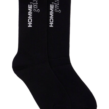 Homme Girls black medium cotton socks pack of 3 with embroidered logo