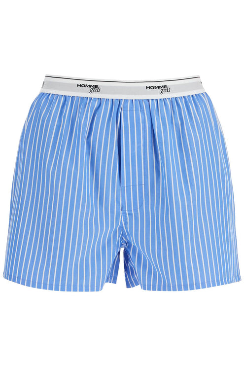 Homme Girls men's boxer 100% cotton blue striped high waist