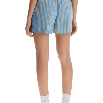 Homme Girls blue cotton boxer shorts with vertical yellow stripes