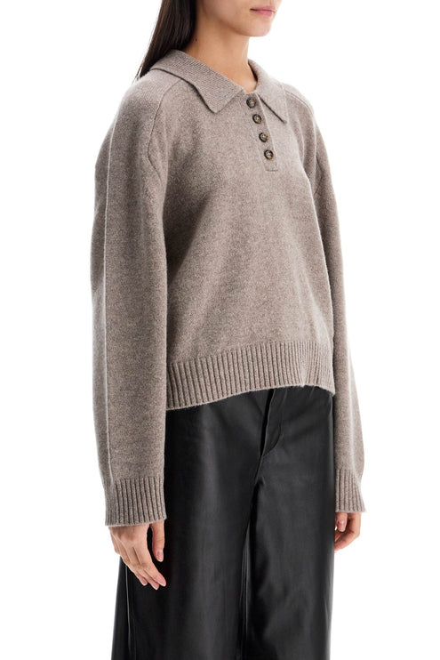 Loulou Studio polo cashmere cropped manica lunga coast beige