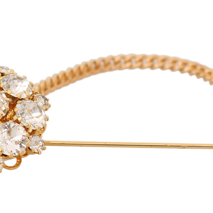 Exquisite Crystal-Embellished Gold Brooch