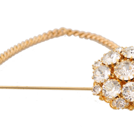 Exquisite Crystal-Embellished Gold Brooch