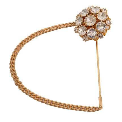 Exquisite Crystal-Embellished Gold Brooch