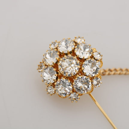 Exquisite Crystal-Embellished Gold Brooch