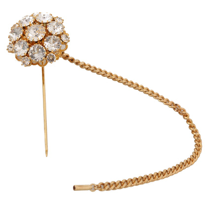 Exquisite Crystal-Embellished Gold Brooch