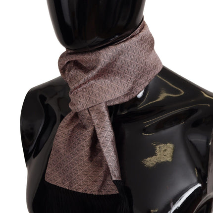 Elegant Silk Fringed Men's Scarf in Pink