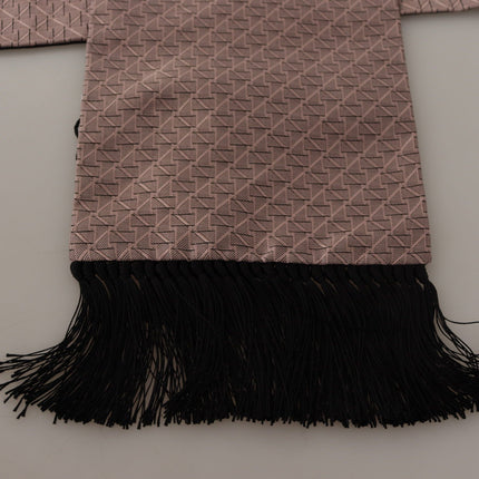 Elegant Silk Fringed Men's Scarf in Pink