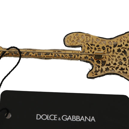 Gold Sequined Guitar Pin Brooch