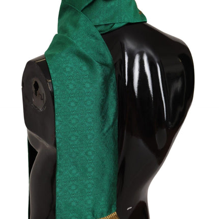 Elegant Green Silk Blend Men's Scarf