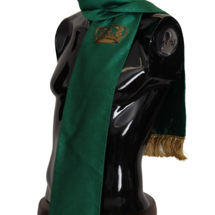 Elegant Green Silk Blend Men's Scarf