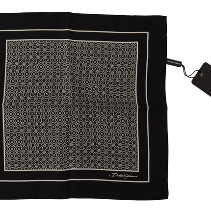 Elegant Black Silk Geometric Scarf for Men