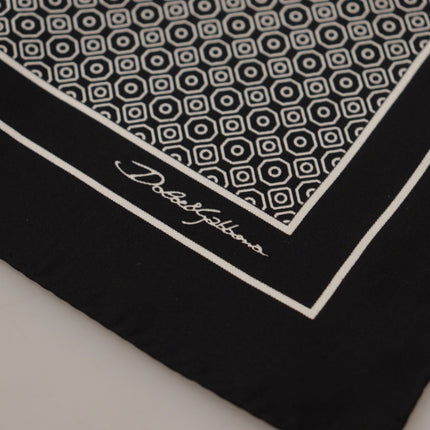 Elegant Black Silk Geometric Scarf for Men