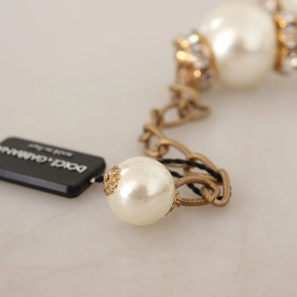 Elegant Faux Pearl Charm Necklace with Crystal Accents